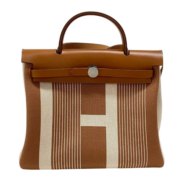 エルメス HERMES エールバッグジップPM ゴールド×フォーブ シルバー金具 トワル レディース ハンドバッグ ショルダーバッグ