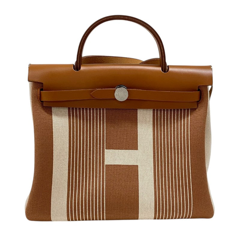 エルメス HERMES エールバッグジップPM ゴールド×フォーブ シルバー金具 トワル レディース ハンドバッグ ショルダーバッグ