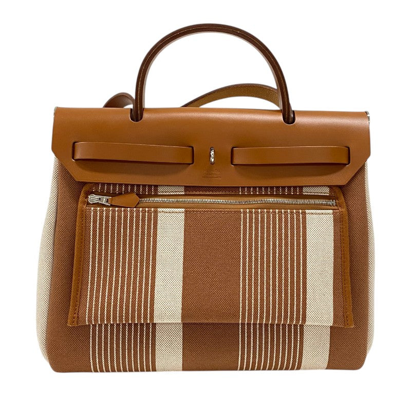 エルメス HERMES エールバッグジップPM ゴールド×フォーブ シルバー金具 トワル レディース ハンドバッグ ショルダーバッグ