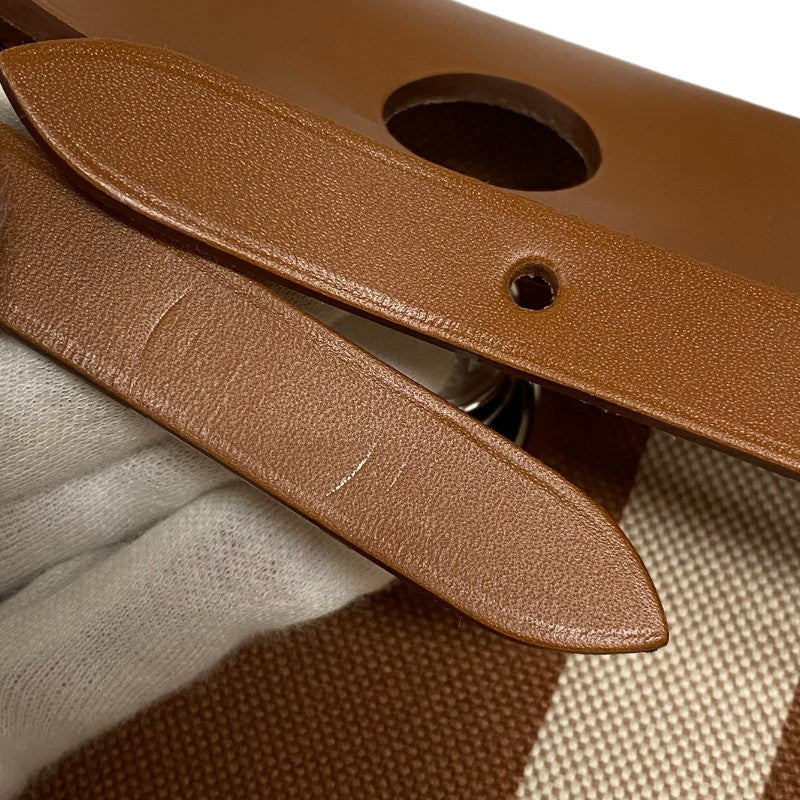 エルメス HERMES エールバッグジップPM ゴールド×フォーブ シルバー金具 トワル レディース ハンドバッグ ショルダーバッグ