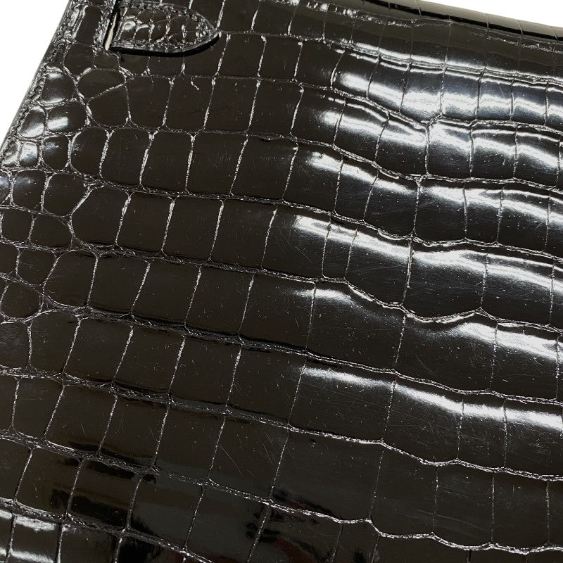 エルメス HERMES ケリー28 外縫い □E刻 ブラック シルバー金具 ポロサス レディース ハンドバッグ ショルダーバッグ