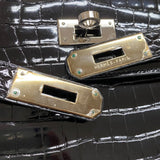 エルメス HERMES ケリー28 外縫い □E刻 ブラック シルバー金具 ポロサス レディース ハンドバッグ ショルダーバッグ