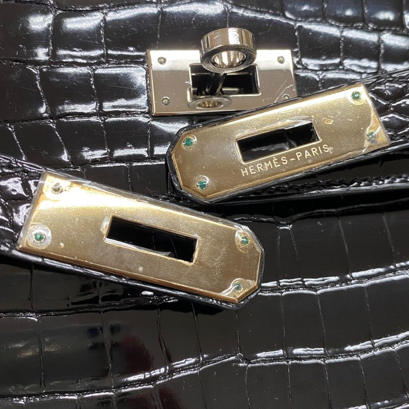 エルメス HERMES ケリー28 外縫い □E刻 ブラック シルバー金具 ポロサス レディース ハンドバッグ ショルダーバッグ