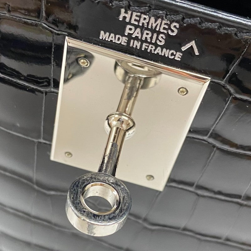 エルメス HERMES ケリー28 外縫い □E刻 ブラック シルバー金具 ポロサス レディース ハンドバッグ ショルダーバッグ