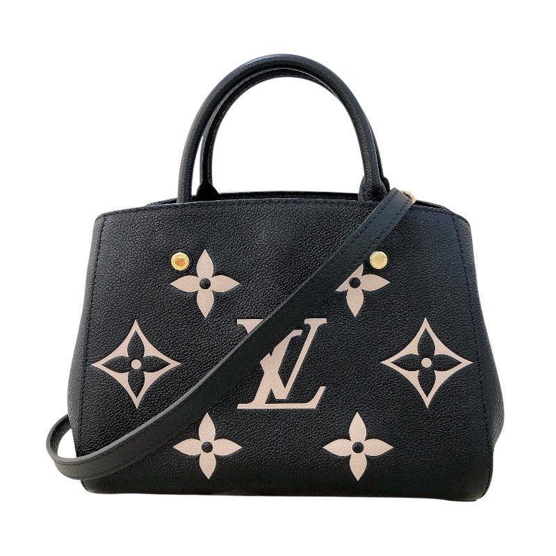 ルイ・ヴィトン LOUIS VUITTON モンテーニュBB M45778 ブラック　GD金具 モノグラム・アンプラント レディース ハンドバッグ