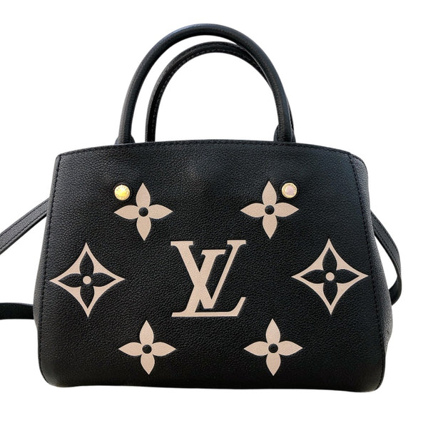 ルイ・ヴィトン LOUIS VUITTON モンテーニュBB M45778 ブラック　GD金具 モノグラム・アンプラント レディース ハンドバッグ