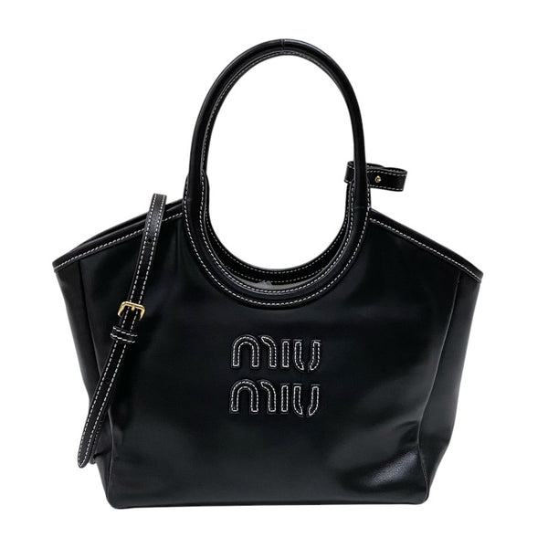 ミュウミュウ miu miu アイビー レザーバッグ スモール 5BA284 ブラック レザー レディース トートバッグ ショルダーバッグ