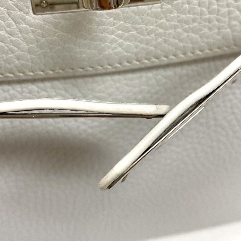 エルメス HERMES ケリー28 内縫い □J刻 ホワイト シルバー金具 トリヨンクレマンス レディース ハンドバッグ ショルダーバッグ