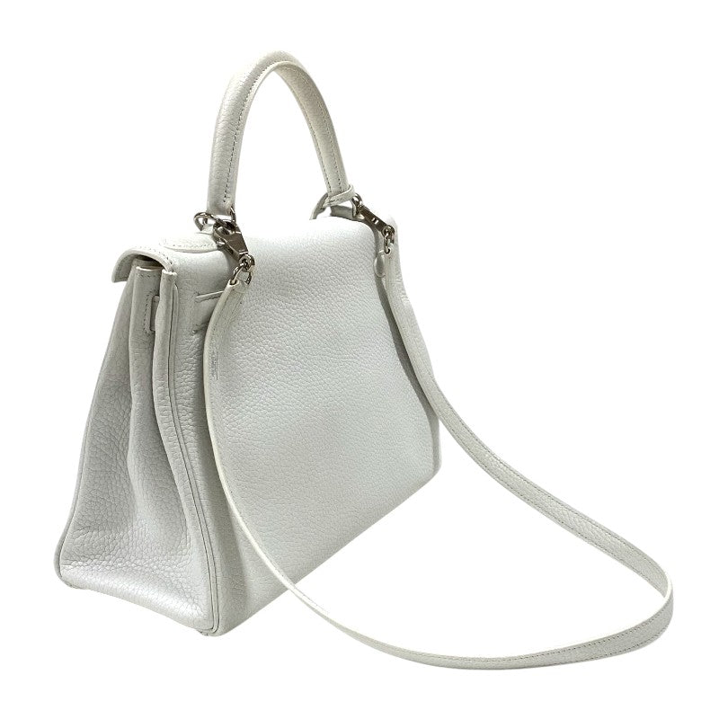 エルメス HERMES ケリー28 内縫い □J刻 ホワイト シルバー金具 トリヨンクレマンス レディース ハンドバッグ ショルダーバッグ
