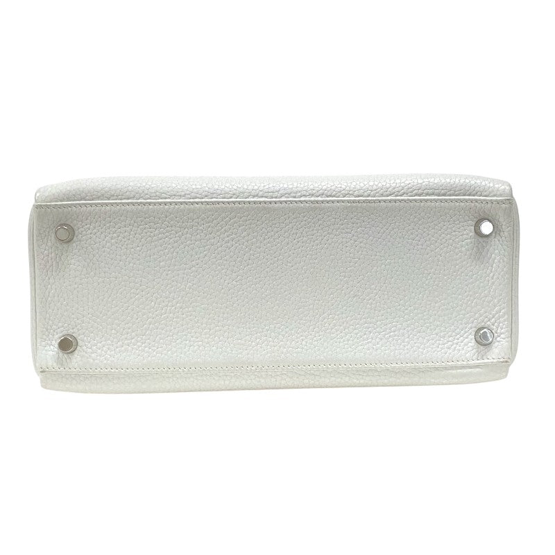 エルメス HERMES ケリー28 内縫い □J刻 ホワイト シルバー金具 トリヨンクレマンス レディース ハンドバッグ ショルダーバッグ