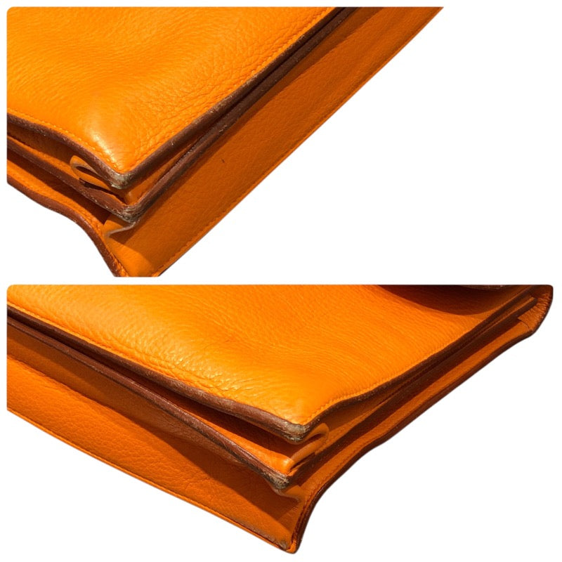 エルメス HERMES サックアデペッシュ41 ▢C刻印 オレンジ シルバー金具 トリヨンクレマンス メンズ ハンドバッグ