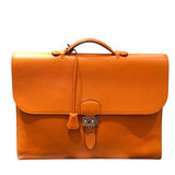 エルメス HERMES サックアデペッシュ41 ▢C刻印 オレンジ シルバー金具 トリヨンクレマンス メンズ ハンドバッグ
