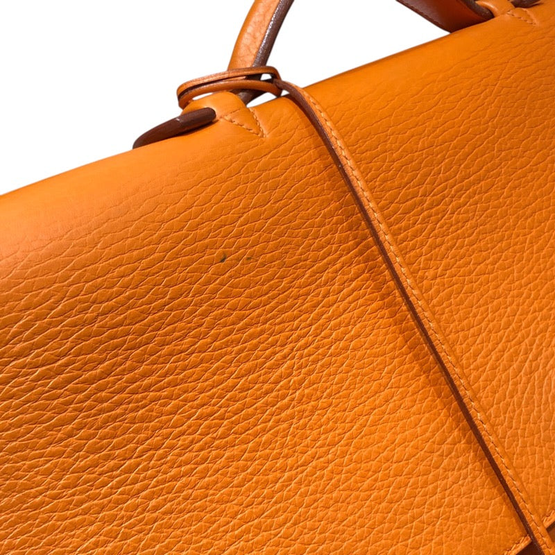 エルメス HERMES サックアデペッシュ41 ▢C刻印 オレンジ シルバー金具 トリヨンクレマンス メンズ ハンドバッグ