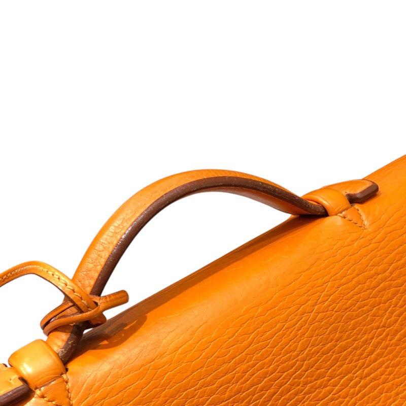 エルメス HERMES サックアデペッシュ41 ▢C刻印 オレンジ シルバー金具 トリヨンクレマンス メンズ ハンドバッグ