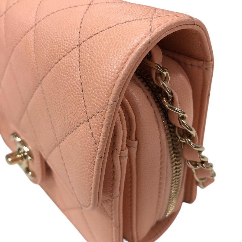 シャネル CHANEL ミニ フラップバッグ AS3002 ピンク ゴールド金具 キャビアスキン レディース ショルダーバッグ