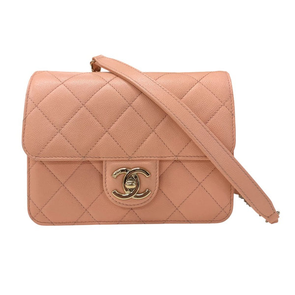 シャネル CHANEL ミニ フラップバッグ AS3002 ピンク ゴールド金具 キャビアスキン レディース ショルダーバッグ