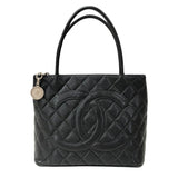 シャネル CHANEL 復刻トート A01804 ブラック シルバー金具 キャビアスキン レディース ハンドバッグ