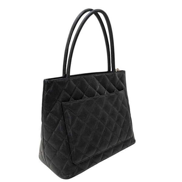 シャネル CHANEL 復刻トート A01804 ブラック シルバー金具 キャビアスキン レディース ハンドバッグ