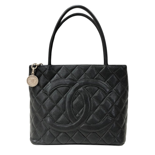 シャネル CHANEL 復刻トート A01804 ブラック シルバー金具 キャビアスキン レディース ハンドバッグ