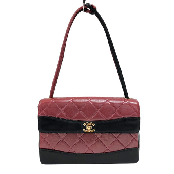 シャネル CHANEL マトラッセ フラップバッグ A16806 レッド/ブラック ゴールド金具 ラムスキン レディース トートバッグ