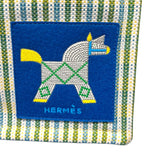 エルメス HERMES アニモ―ナッテフラッポーチGM ブルー/シルバー金具 コットン ユニセックス ポーチ
