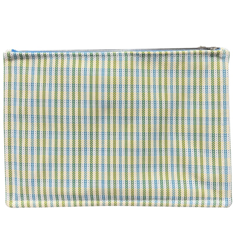 エルメス HERMES アニモ―ナッテフラッポーチGM ブルー/シルバー金具 コットン ユニセックス ポーチ
