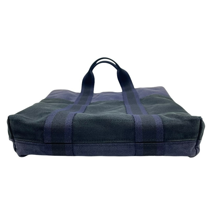 エルメス HERMES フールトゥカバス ネイビー×ブラック トワル ユニセックス トートバッグ