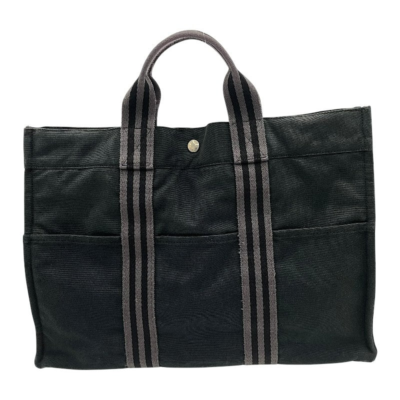エルメス HERMES フールトゥMM トートバッグ ブラック×SV金具 キャンバス ユニセックス トートバッグ