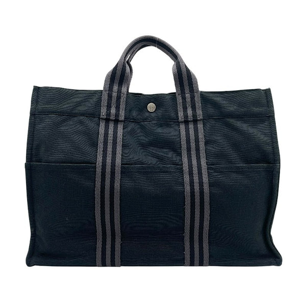エルメス HERMES フールトゥMM トートバッグ ブラック×SV金具 キャンバス ユニセックス トートバッグ