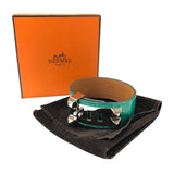 エルメス HERMES コリエドシアン24 T2 U刻 ミント シルバー金具 アリゲーター レディース ブレスレット