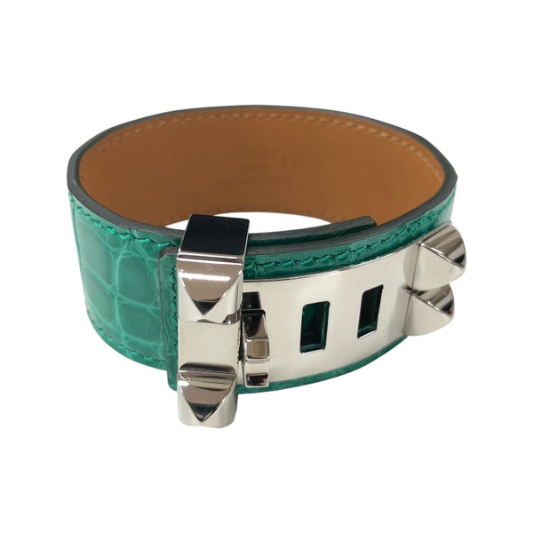 エルメス HERMES コリエドシアン24 T2 U刻 ミント シルバー金具 アリゲーター レディース ブレスレット