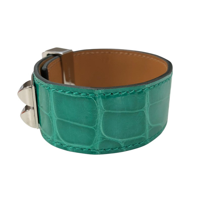 エルメス HERMES コリエドシアン24 T2 U刻 ミント シルバー金具 アリゲーター レディース ブレスレット