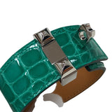 エルメス HERMES コリエドシアン24 T2 U刻 ミント シルバー金具 アリゲーター レディース ブレスレット