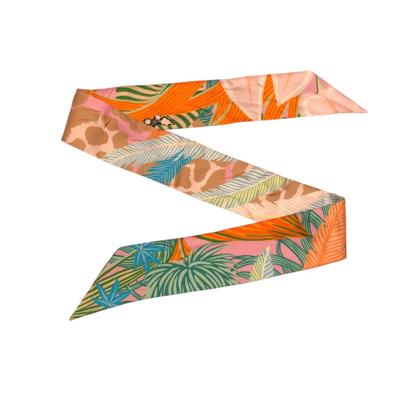 エルメス HERMES ツイリー JAGUAR QUETZAL オレンジ シルク レディース スカーフ