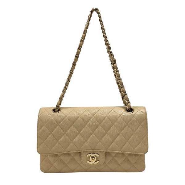 シャネル CHANEL マトラッセ25 A01112 ベージュ ゴールド金具 キャビアスキン レディース ショルダーバッグ