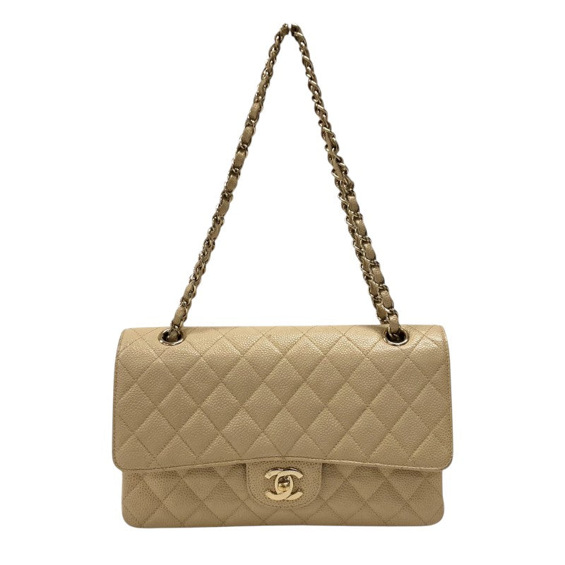 シャネル CHANEL マトラッセ25 A01112 ベージュ ゴールド金具 キャビアスキン レディース ショルダーバッグ