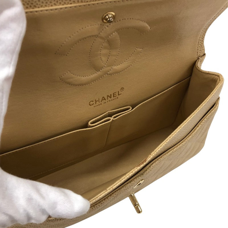 シャネル CHANEL マトラッセ25 A01112 ベージュ ゴールド金具 キャビアスキン レディース ショルダーバッグ