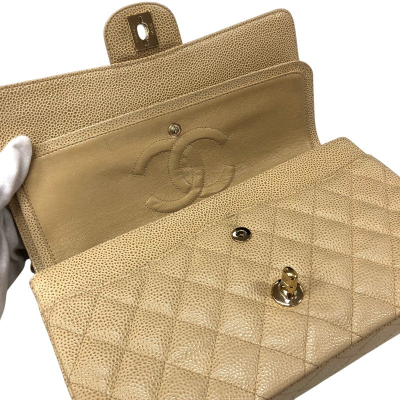 シャネル CHANEL マトラッセ25 A01112 ベージュ ゴールド金具 キャビアスキン レディース ショルダーバッグ