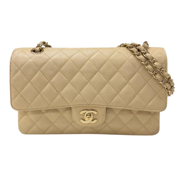 シャネル CHANEL マトラッセ25 A01112 ベージュ ゴールド金具 キャビアスキン レディース ショルダーバッグ