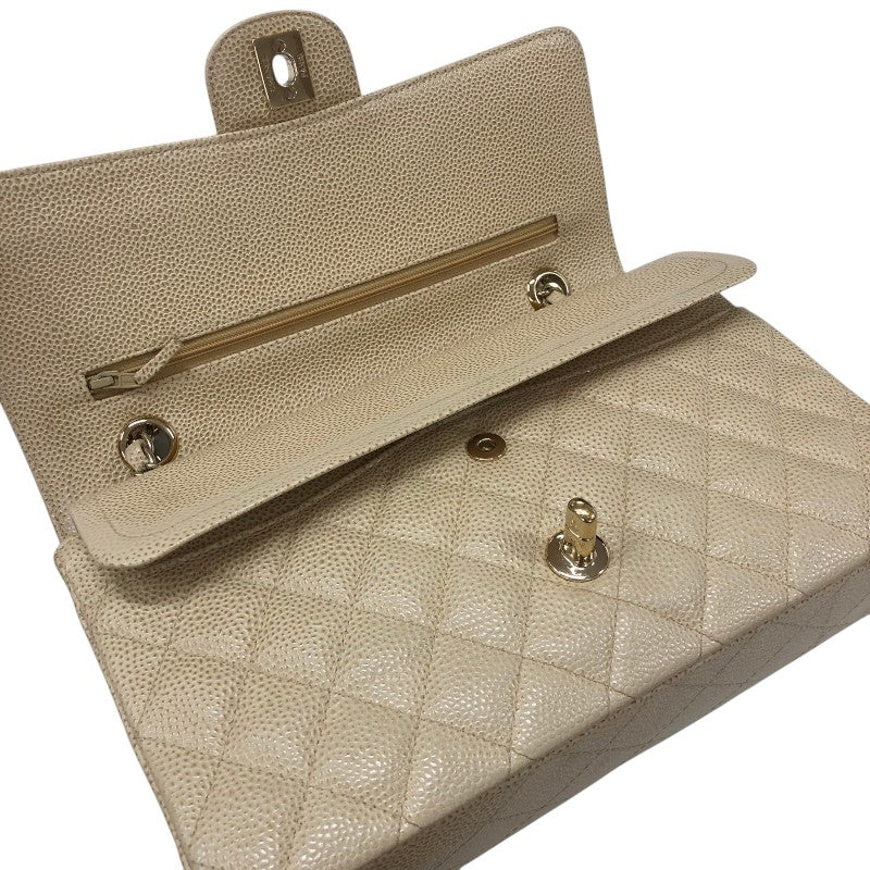 シャネル CHANEL マトラッセ25 A01112 ベージュ ゴールド金具 キャビアスキン レディース ショルダーバッグ