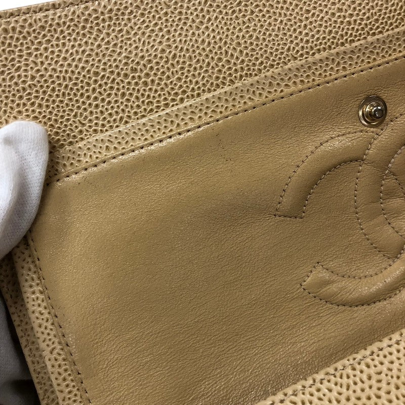 シャネル CHANEL マトラッセ25 A01112 ベージュ ゴールド金具 キャビアスキン レディース ショルダーバッグ