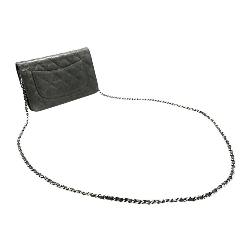 シャネル CHANEL マトラッセチェーンウォレット A33814 カーキ×SV金具 マットキャビアスキン レディース ショルダーバッグ