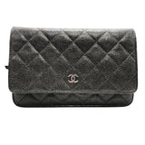 シャネル CHANEL マトラッセチェーンウォレット A33814 カーキ×SV金具 マットキャビアスキン レディース ショルダーバッグ