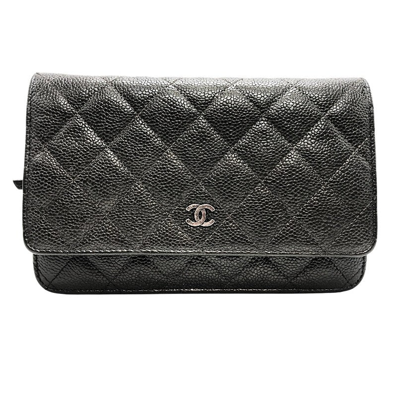 シャネル CHANEL マトラッセチェーンウォレット A33814 カーキ×SV金具 マットキャビアスキン レディース ショルダーバッグ