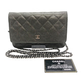 シャネル CHANEL マトラッセチェーンウォレット A33814 カーキ×SV金具 マットキャビアスキン レディース ショルダーバッグ