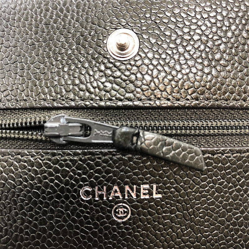 シャネル CHANEL マトラッセチェーンウォレット A33814 カーキ×SV金具 マットキャビアスキン レディース ショルダーバッグ