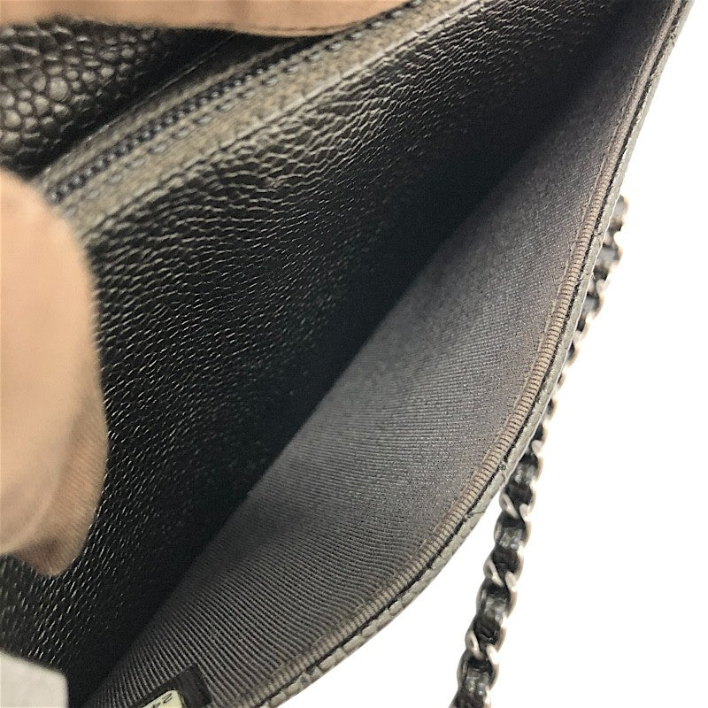 シャネル CHANEL マトラッセチェーンウォレット A33814 カーキ×SV金具 マットキャビアスキン レディース ショルダーバッグ