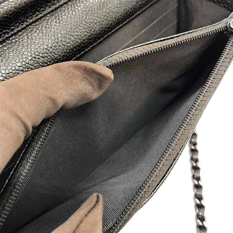 シャネル CHANEL マトラッセチェーンウォレット A33814 カーキ×SV金具 マットキャビアスキン レディース ショルダーバッグ