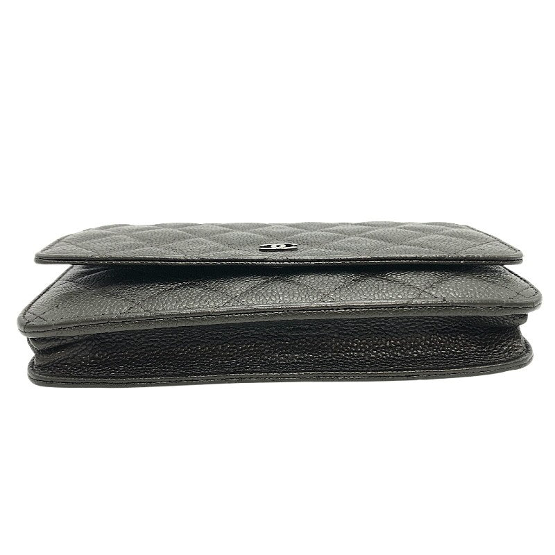 シャネル CHANEL マトラッセチェーンウォレット A33814 カーキ×SV金具 マットキャビアスキン レディース ショルダーバッグ