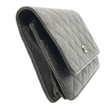 シャネル CHANEL マトラッセチェーンウォレット A33814 カーキ×SV金具 マットキャビアスキン レディース ショルダーバッグ